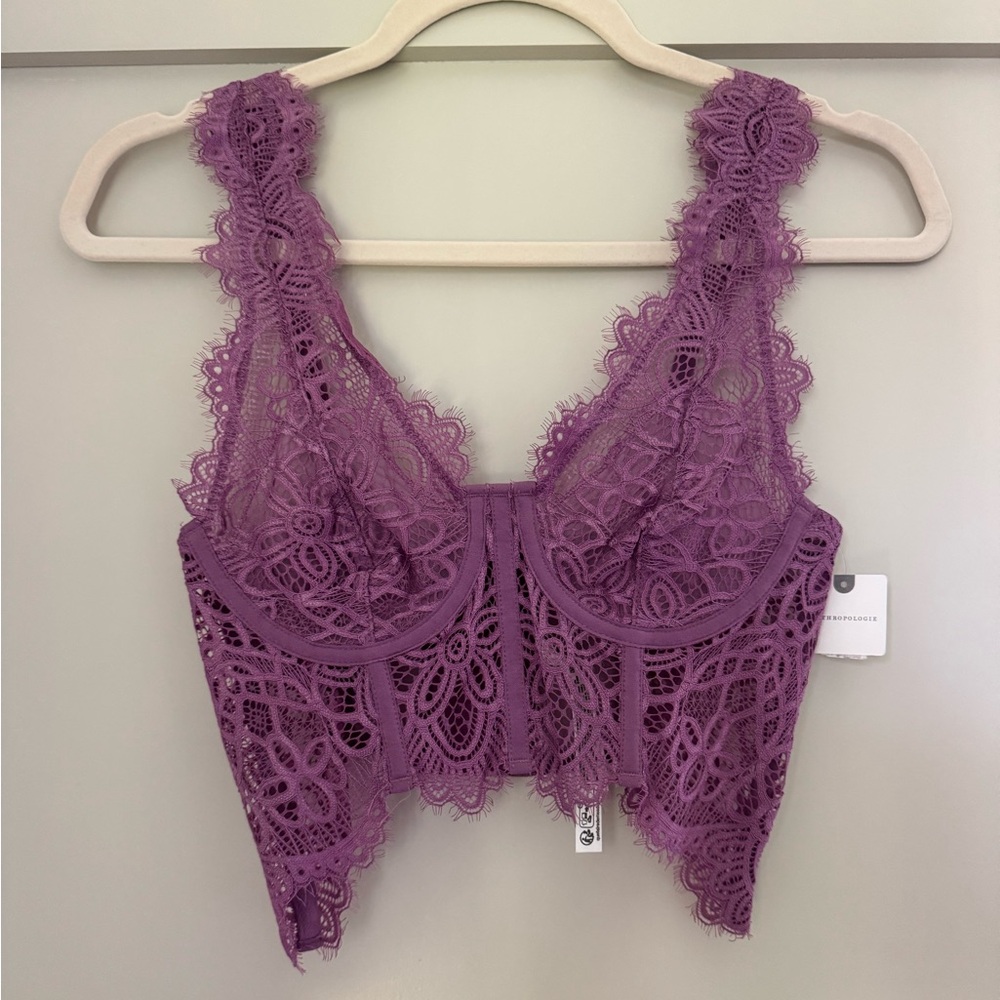 NWT Anthropologie The Giselle Lace Bustier Mauve  size Extra Small - Picture 4 of 5